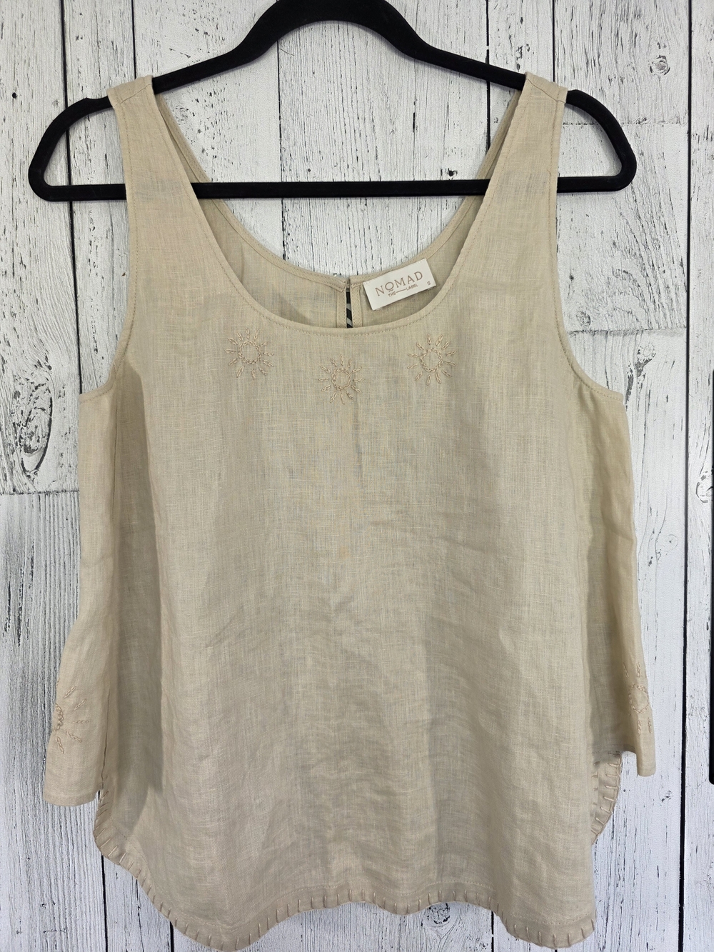 Nomad The Label 100% Linen Embroidered Oversized Tank – Size Small Resort Wear